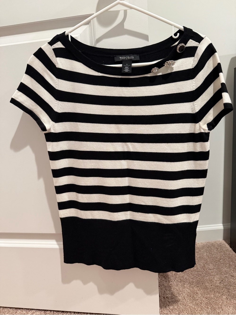 White & Black Striped Short-Sleeve Sweater by White House Black Market
